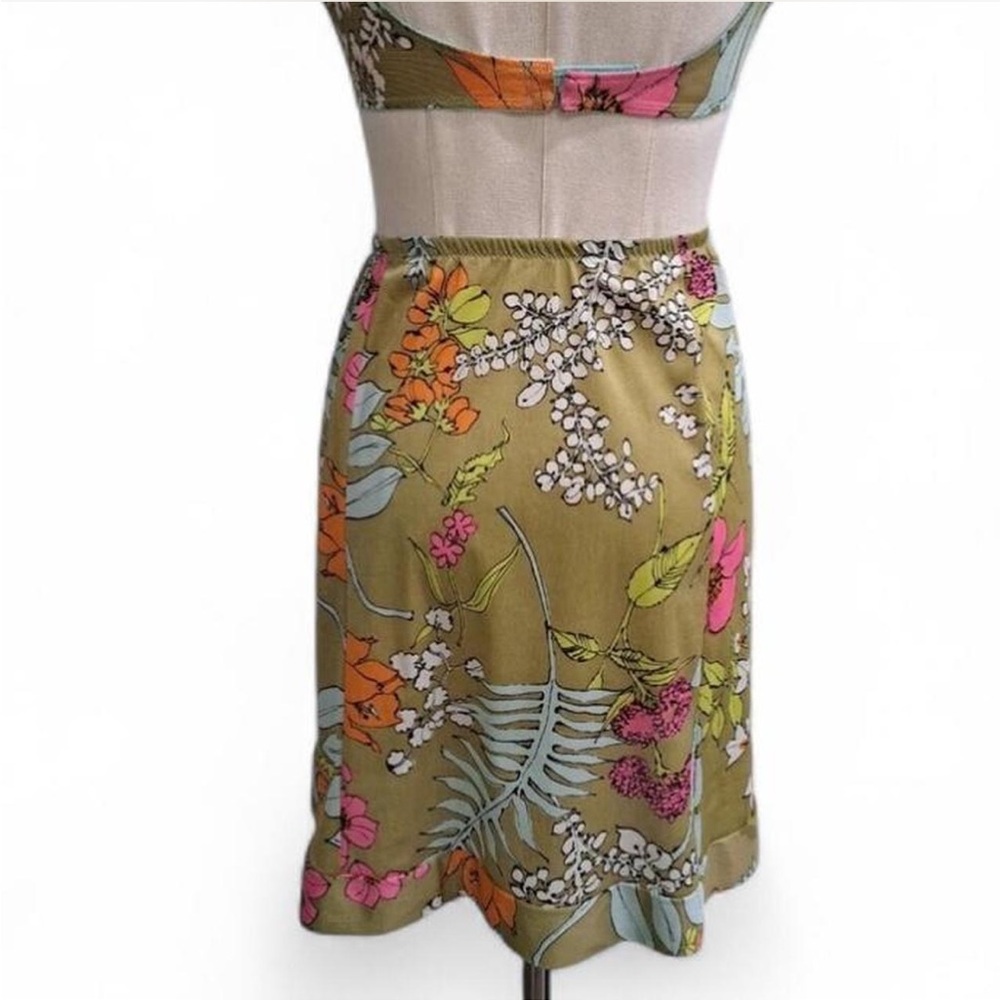 Vintage 60s/70s Vanity Fair Fairy Floral & Fern Slip Skirt L
